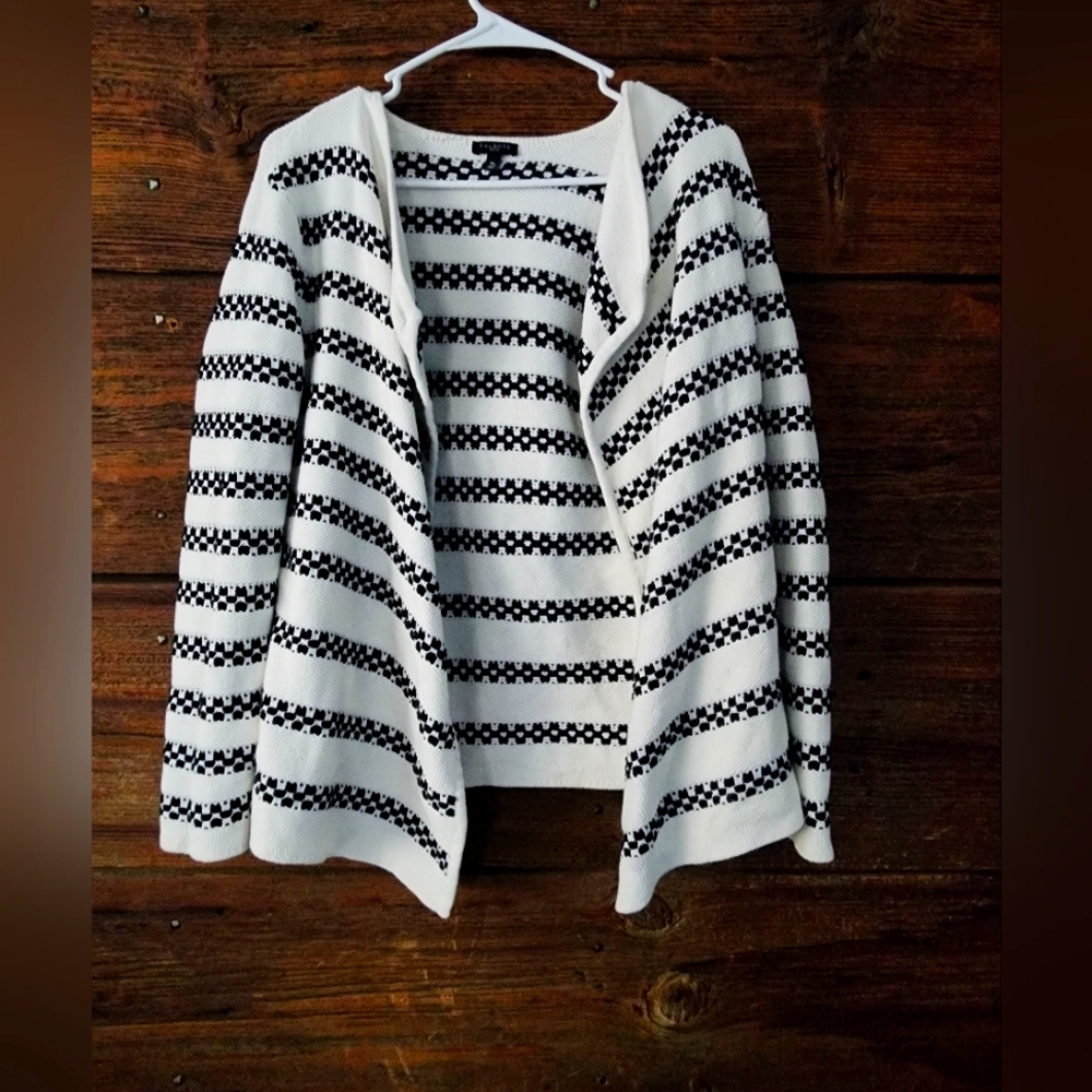 Talbots Black and White Cardigan